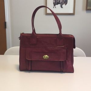 Fossil plum leather tote